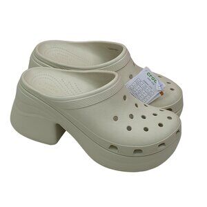 Crocs Siren Heeled Clog Platform Beige Sandals M10/W12 Lightweight Casual